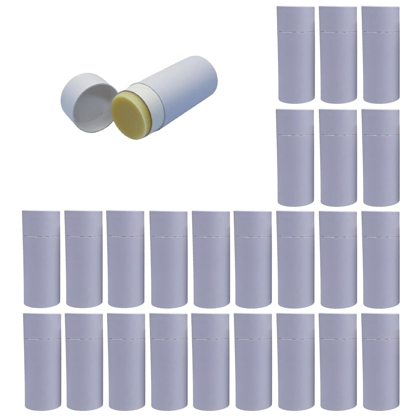 GreenWay 2.5oz / 70g Kraft Paperboard Deodorant Tubes with Lids - 25 Pack Solid Perfume Refillable DIY Cosmetic Containers - Deodorant Containers Lotion Tubes Empty Holder Kraft - White