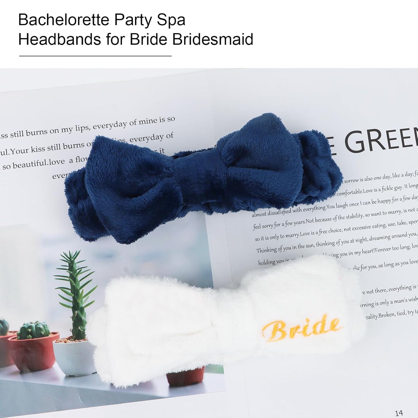 CIEHER Spa Headbands for Bachelorette Party Favors, 8 Pcs Spa Headbands for Bride & Bridesmaid - White & Dark Blue