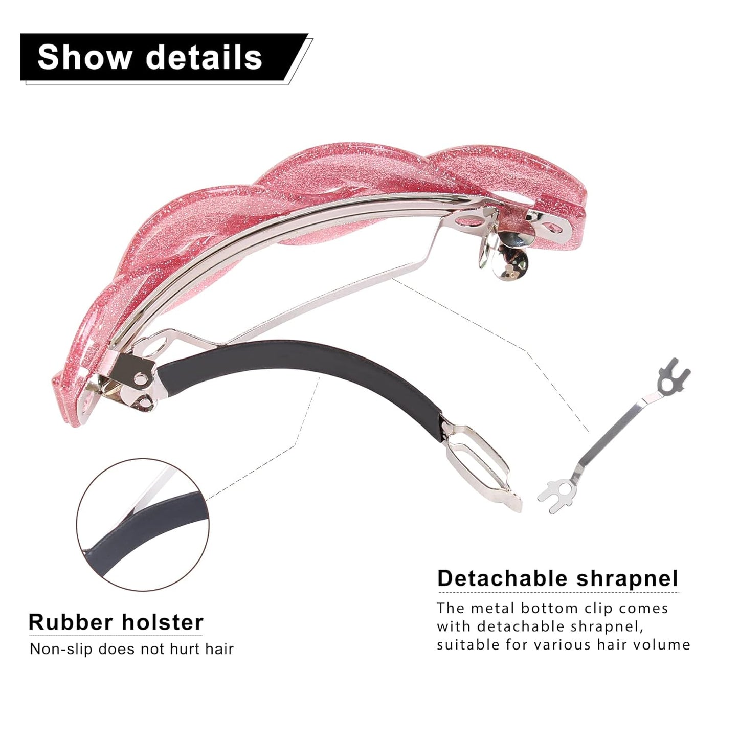 3 Pcs Large Retro Women's Hair Barrettes, French Hair Pins, Thick Hair Clasps and Accessories (fine powder1)