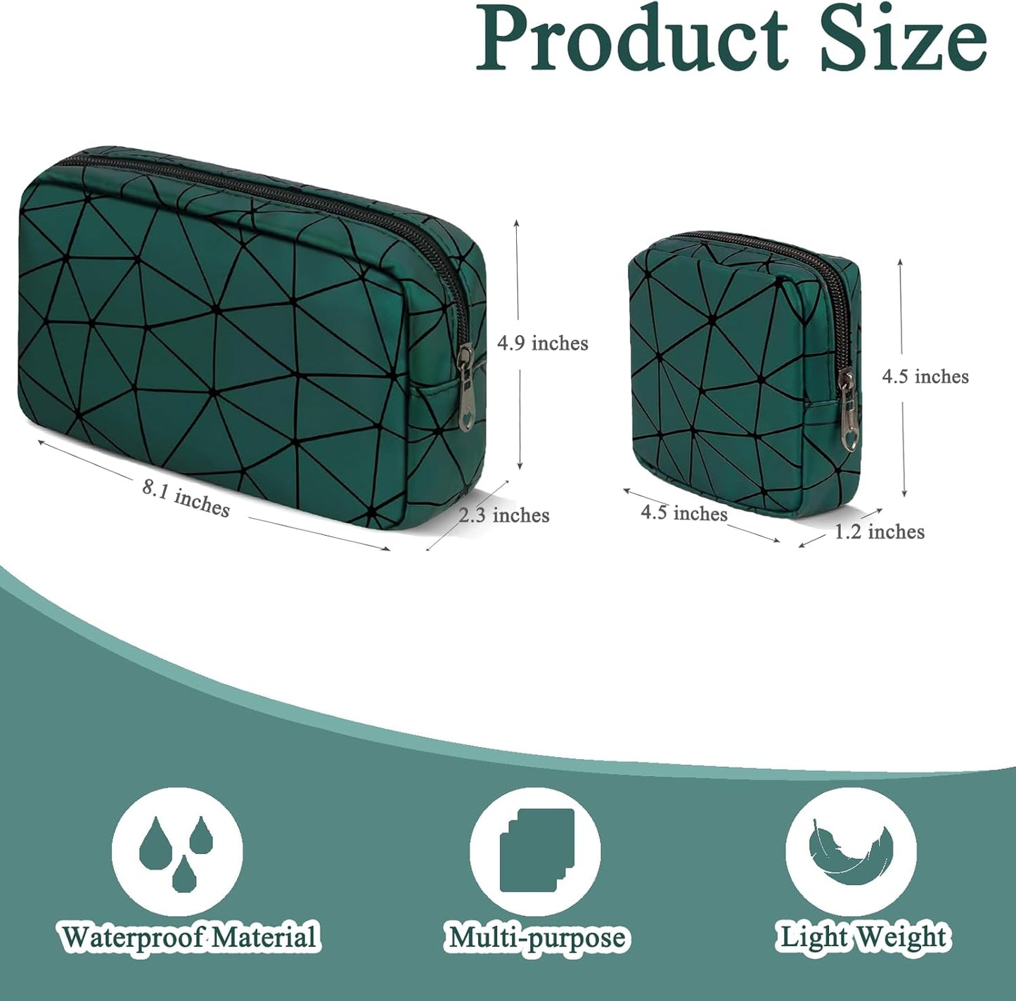 Sanitary Napkin Storage Bags Set, Portable Period Bag for Teen Girls Small Make up Bag for Purse, Portable Menstrual Pad Pouch(Large & Small Green)