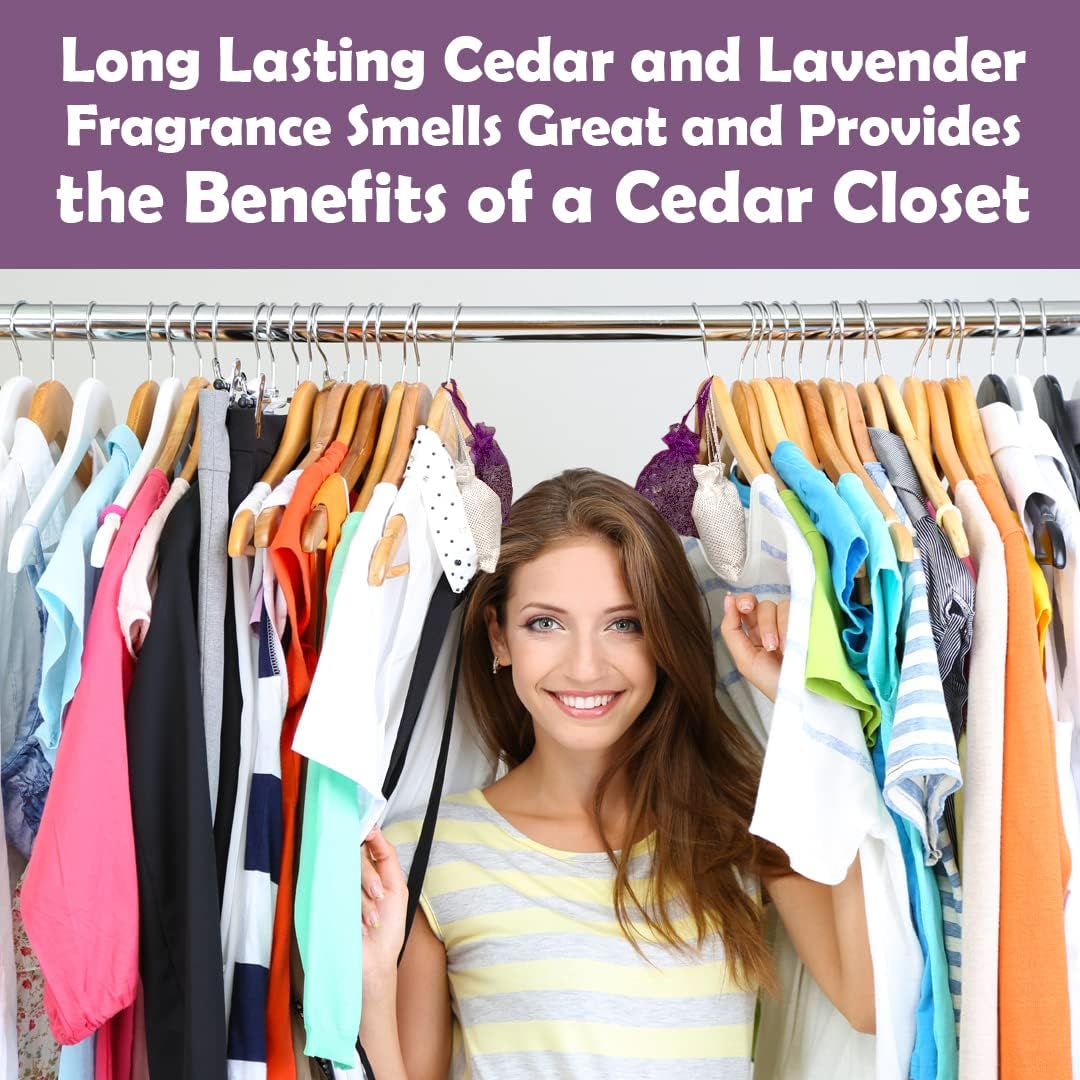 Cedar Chips and Lavender Sachets (20 Pack) - Stop Clothes Damage - Cedar and Lavendar Home Fragrance Sachets for Drawers and Closets