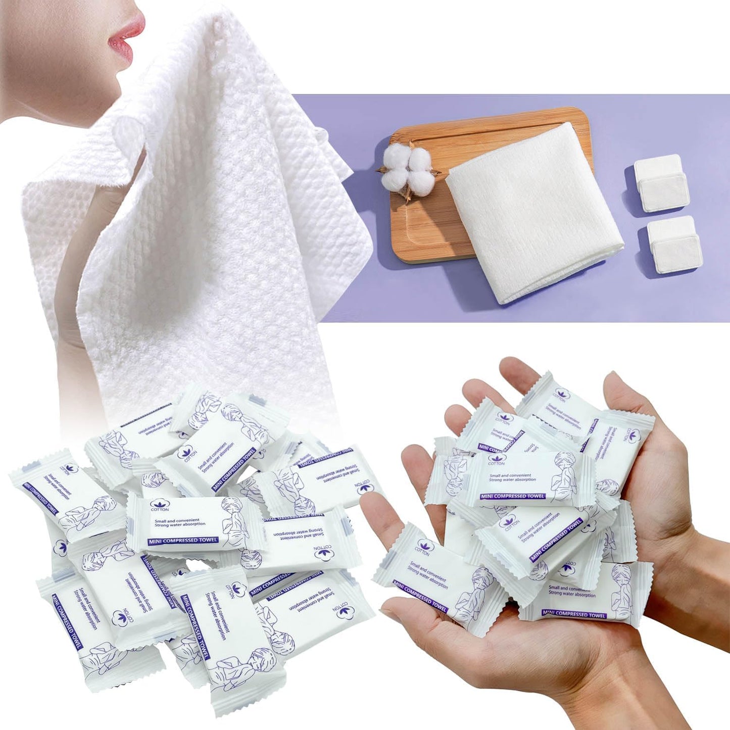 30 Pcs Disposable Washcloths for Travel Compressed Towels Cotton Thick Portable Reusable Face Towel Tablets Outdoor Camping Hiking Sports Beauty Salon Cleaning Travel Kit for Hotel 11.8 x 9.5 inches