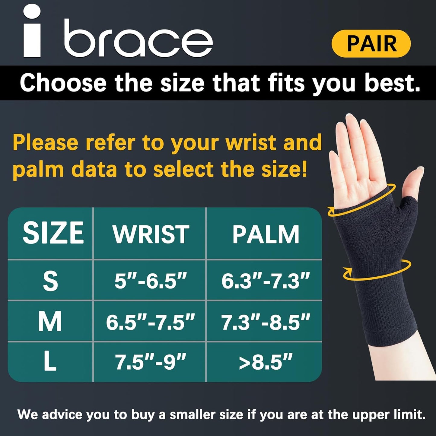 Partial Zone Compression Wrist Sleeve for Carpal Tunnel with thumb support, Reversible Splint for Typing, Gardening, Golf, Yoga, Tennis, Wrist Support Brace for Men & Women-PAIR (Small)