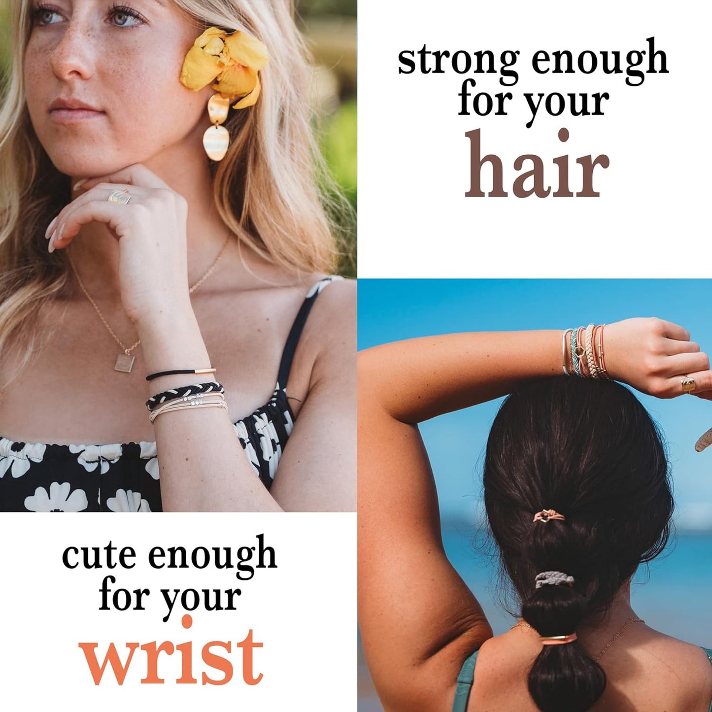 K'lani Hair Tie Bracelets for Women - Elastic Hair Bands That Double as Stylish Jewelry - Inspire - Large