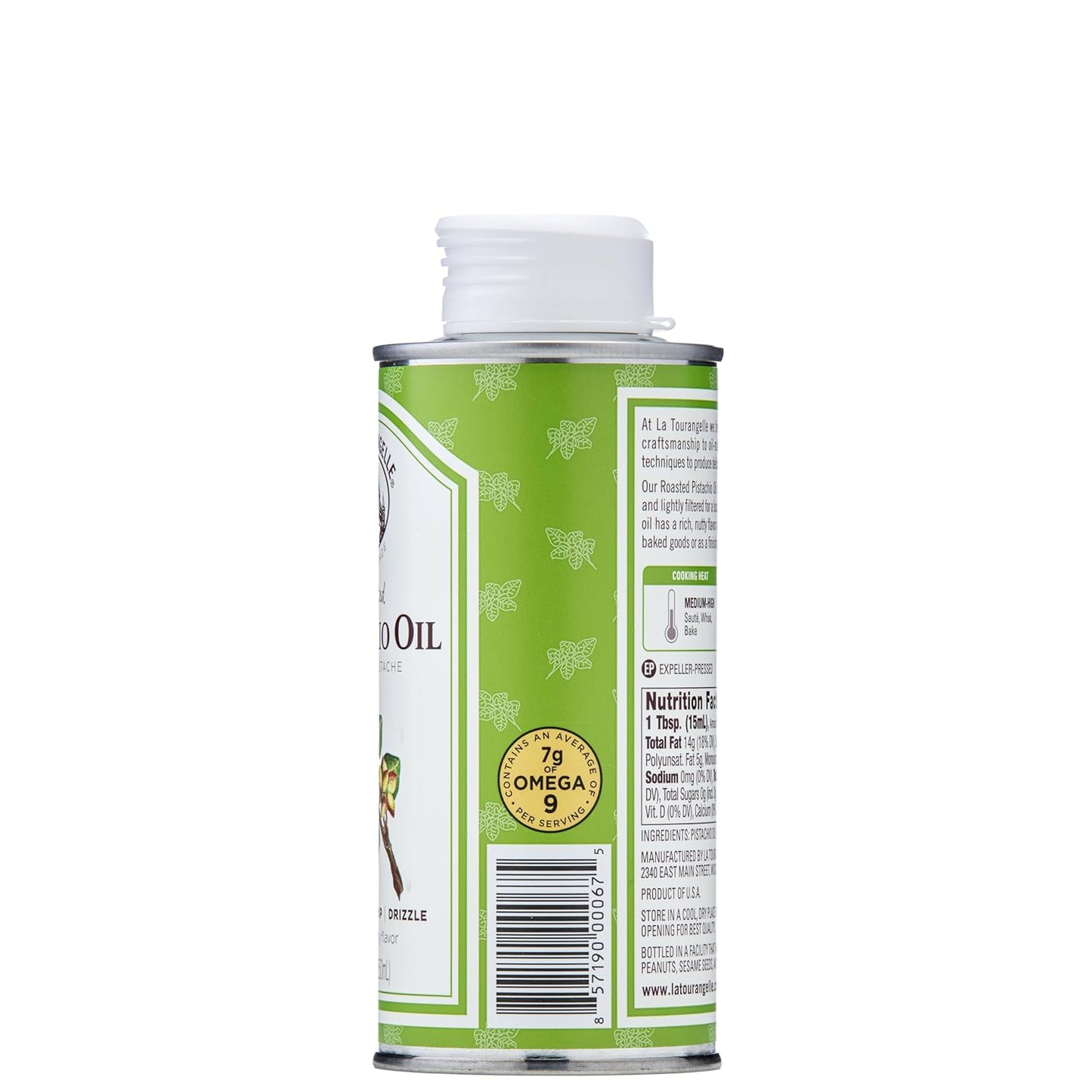 La Tourangelle, Roasted Pistachio Expeller-Pressed Oil for Cooking, Baking, and Beauty, Adds Flavor to Vinaigrettes, Sauces, Marinades, Green, 8.45 Fl Oz