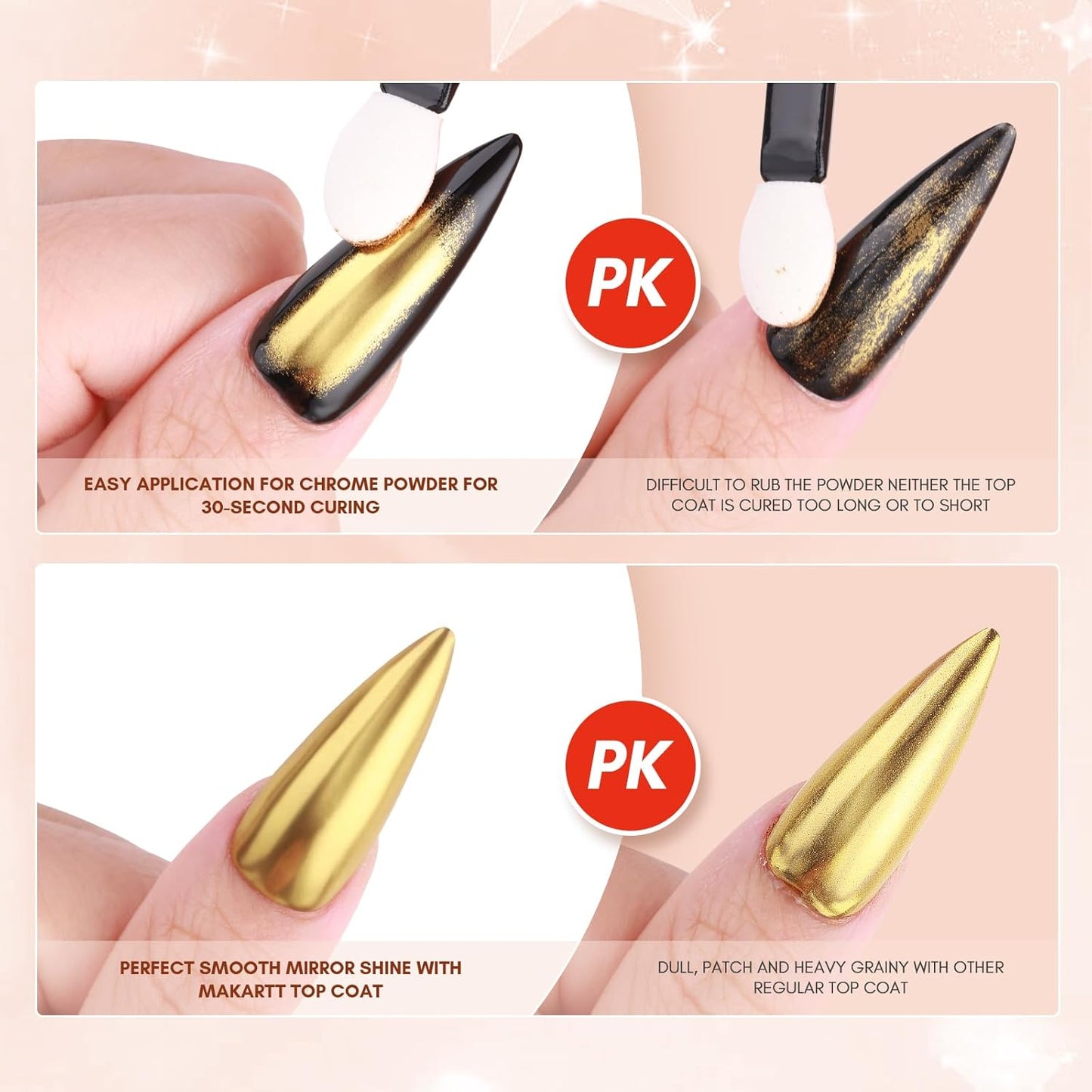 Makartt Gel Top Coat for Chrome Nail Powder - 15ml Clear No Wipe High Gloss Top Coat Gel Nail Polish Mirror Shine Long Lasting Easy Application, Soak off UV Lamp, DIY Home Salon Art Design