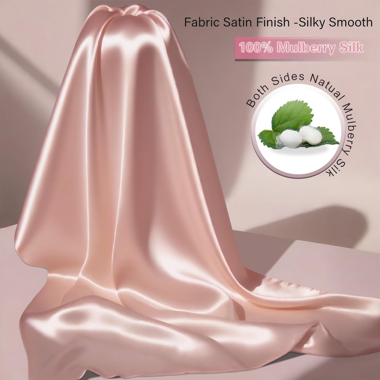 Mulberry Silk Pillow Cases with Zipper, Ultra Smooth Soft Breathable Cooling Pillow Cases for Hot Sleepers, Silk Satin Pillowcase for Hair and Skin, Gifts for Women (Pink, King Size, 1 Pack)