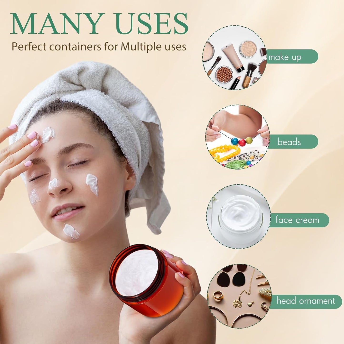 SATINIOR 12 Pack 6 oz Plastic Container Jars with Lids Round Clear Travel Cosmetic Container Slime Jars for Toiletries, Lotion, Cream, Ointments, Makeup, Rhinestone, Samples, Kitchen Storage(Amber)