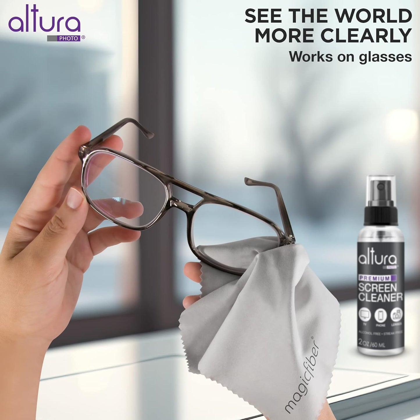 Screen Cleaner Spray & Wipe Kit (Streak & Scratch Free) Computer Screen Cleaner + 2 Microfiber Cleaning Cloths Cleaning Kit LCD LED OLED Touchscreen Flat Smart TV Monitor Laptop Electronics Car 2oz