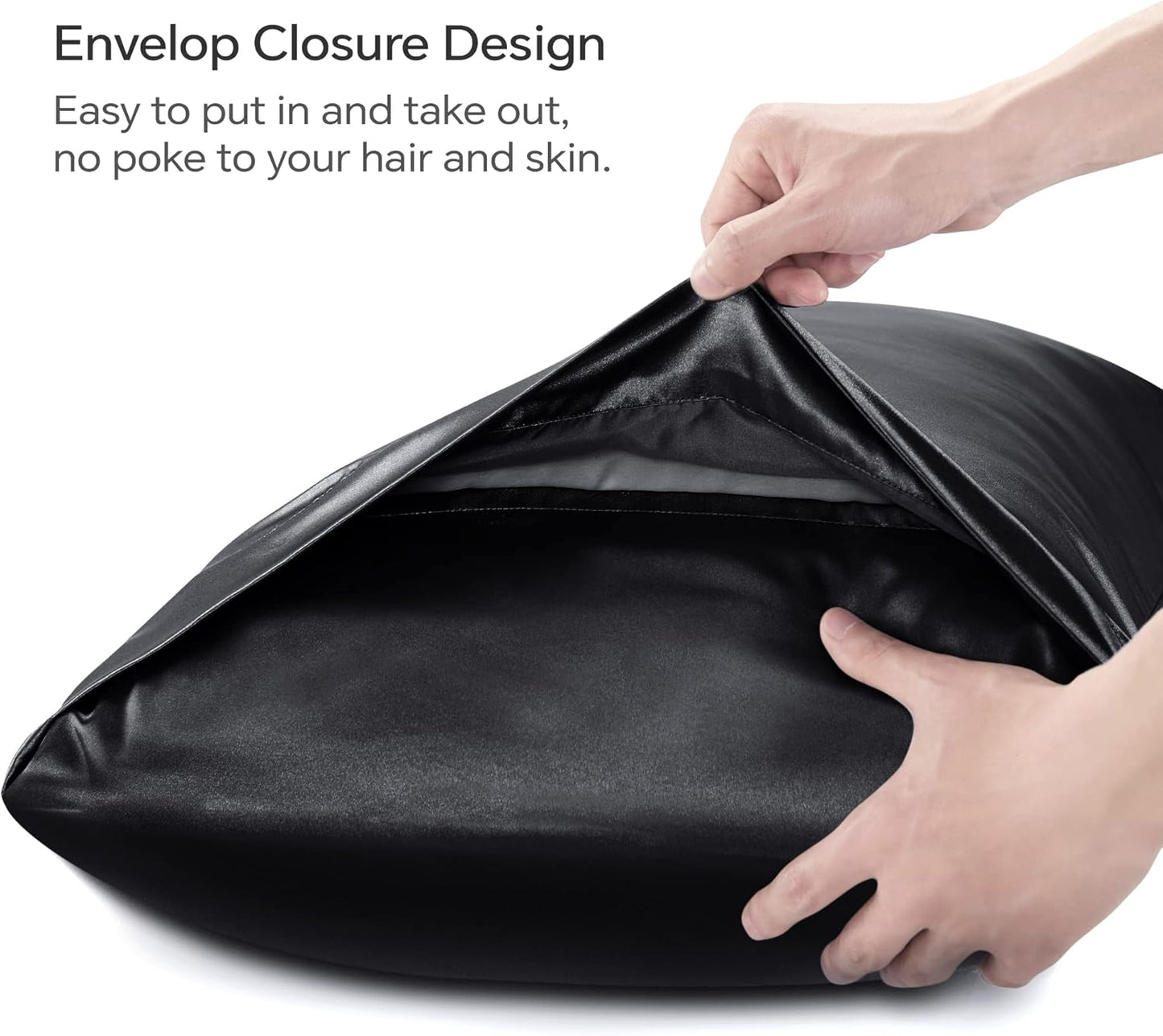 BEDELITE Satin Body Pillow Cover, Super Soft and Cooling Body Pillow Pillowcase for Hair and Skin, Breathable Silky Full Long Pillowcase Cover(20"x54", Black)