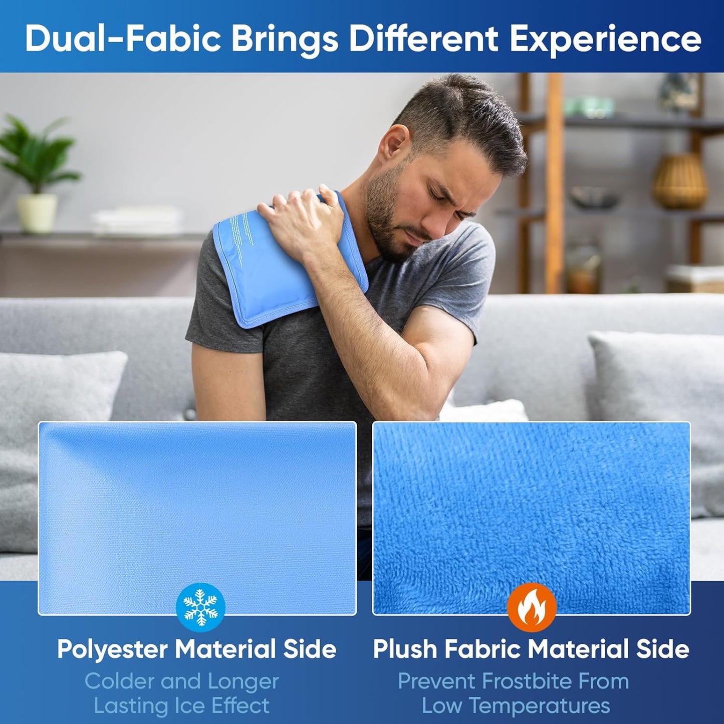 APEXUP Gel Ice Packs for Injuries Reusable, Flexible Double Sided Cold Packs for Injuries, Ice Pack for Knee, Shoulder, Back, Hip, Leg, Arm (Blue, S, 2PK)