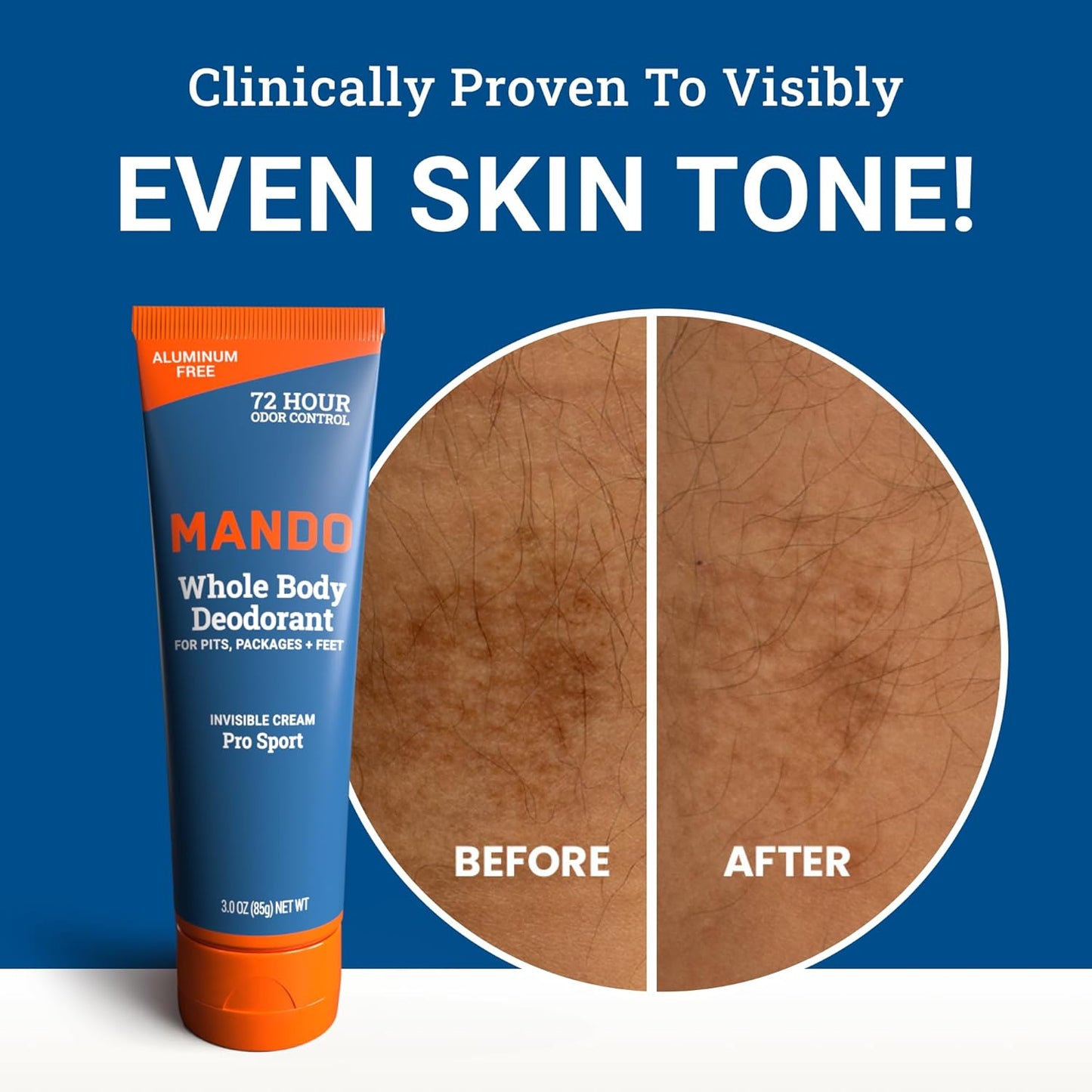 Mando Whole Body Deodorant For Men - Invisible Cream - 72 Hour Odor Control - Aluminum Free, Baking Soda Free, Skin Safe - 3 Ounce Tube (Pack of 2) - Pro Sport and Mount Fuji