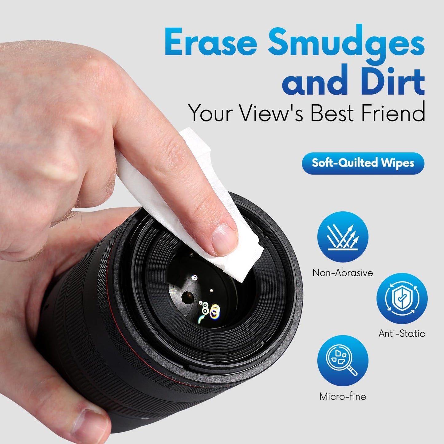 Lens Wipes for Eyeglasses - Pre-moistened Eyeglass Lens Cleaning Wipes - 500 Lens Wipes Individually Wrapped Sracth-Free Streak-Free Eye Glasses Wipes Lens Cleaner for Sunglass & Camera Lens