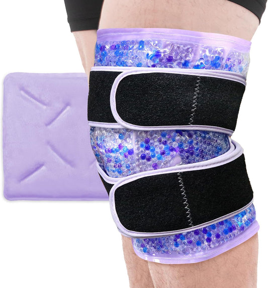 Knee Ice Pack Wrap for Pain Relief Reusable Gel Ice Wrap for Leg Injuries Swelling Knee Replacement Post-Surgery Recovery Adjustable Cold Compression Therapy Wrap for Arthritis Meniscus Tear and ACL