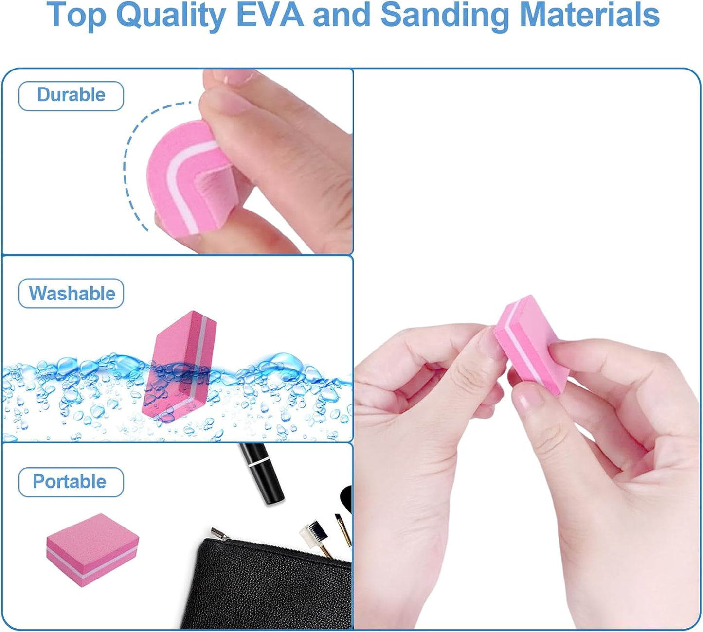 180/240 Grit Nail Buffers (50 Pack), Mini Buffer Block Nail File for Acrylic Nails and Natural Nails, Professional Nail Buffer Block Bulk Buffing Blocks for Nail Buff Manicure File Blocks Set Pink