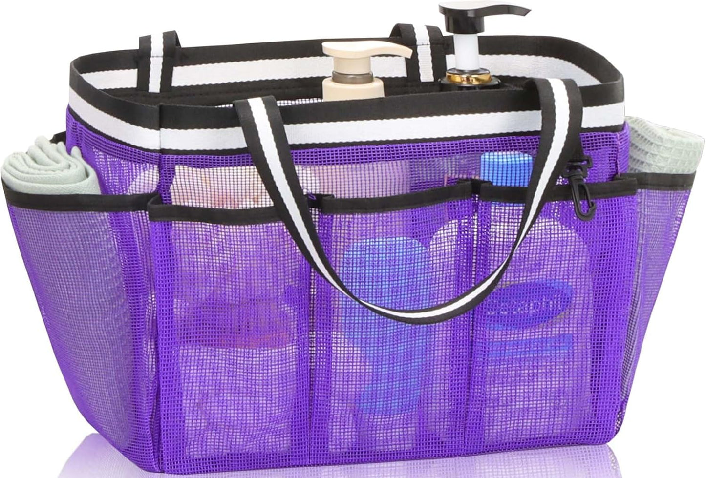 XL Mesh Shower Caddy Portable Shower Bag for College Dorm Camping Travel Gym(Purple)
