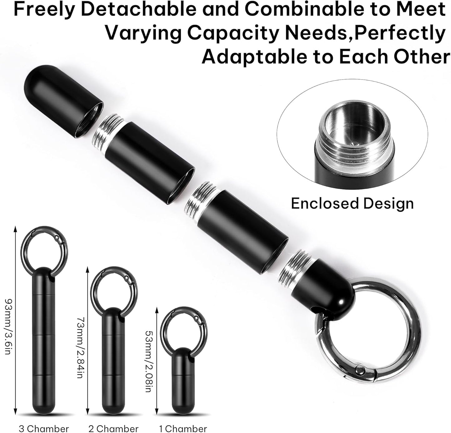 Titanium Keychain Pill Holder,Mini Pill Case Keychain,Waterproof Pocket Pill Case,Small Pill Container for Travel Purse(3 Compartment)