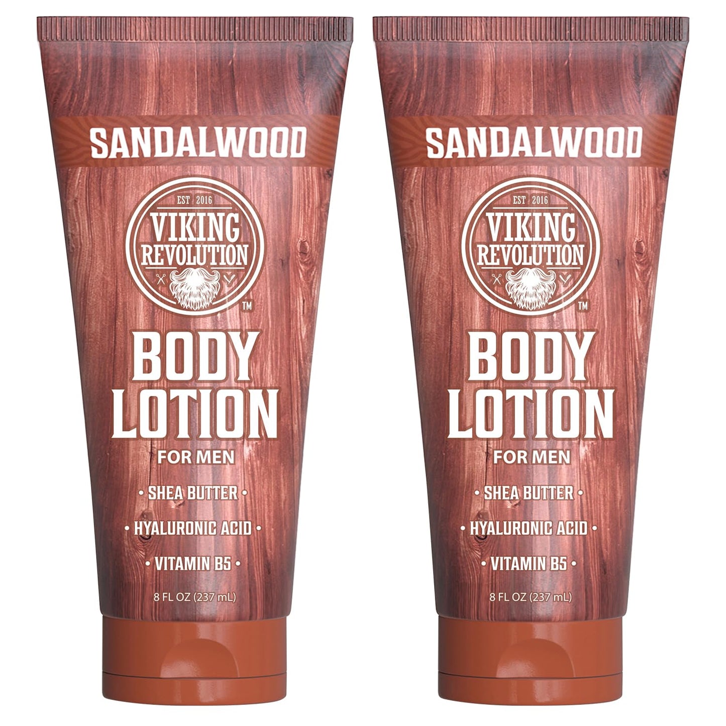 Viking Revolution Sandalwood Body Lotion for Men – Mens Lotion for Dry Skin with Shea Butter, Hyaluronic Acid and Vitamin B5 – Nourishing Mens Body Lotion for Hydrated and Smooth Skin (8oz, 2 Pack)