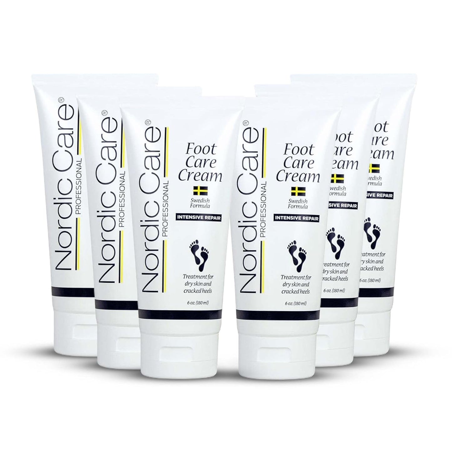 Nordic Care Foot Care Cream - Repairs and Hydrates Dry and Cracked Heels, 10% Urea Cream Treats Severely Dry Feet, Cracked Heels & Callus Removal, Hypoallergenic & Lanolin-free | 6 Oz (Pack of 6)