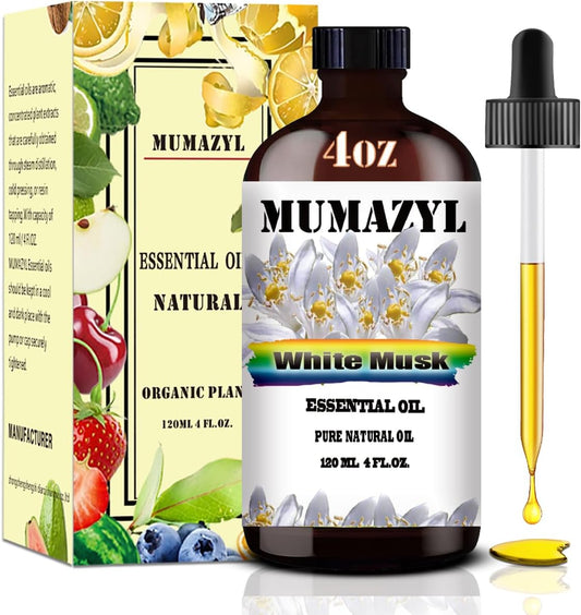 White Musk Essential Oil, White Musk Oil 4 Fl Oz 120ML for Diffuser Humidifier Yoga Cleaning DIY Candle Soap Making Essential Oils