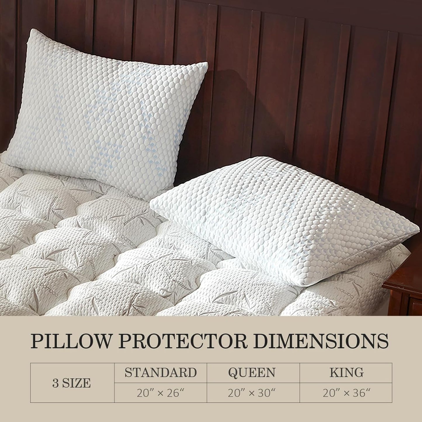 Pillow Protectors (2 Pack) King, Waterproof Pillowcase with Zipper, Breathable, Soft Pillow Cover for Better Sleep, Machine Washable