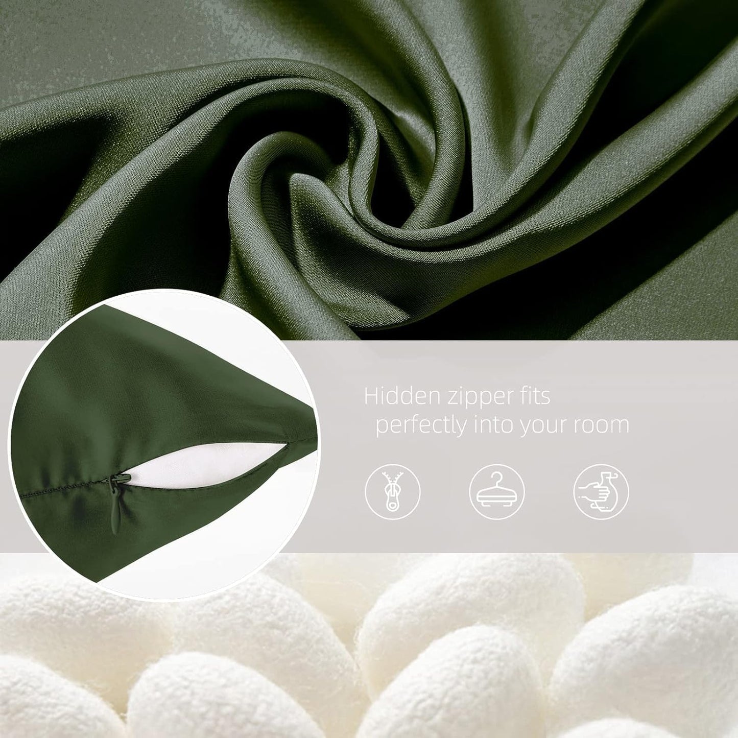 Mulberry Silk Pillow Cases 2 Pack - Soft, Breathable Natural Silk Pillowcase with Zipper - Beauty Sleep - Gift (Standard, Green)