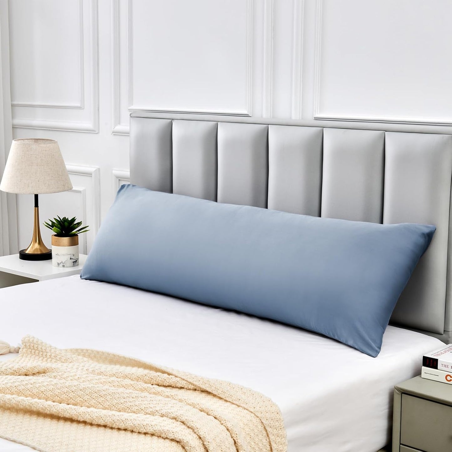 Warmstar Cotton Body Pillow Cover 1 Pack, 600 Thread Count Body Pillow case 20"x54", Long Body Pillow Case Cover Soft Breathable with Envelope Closure,Denim Blue