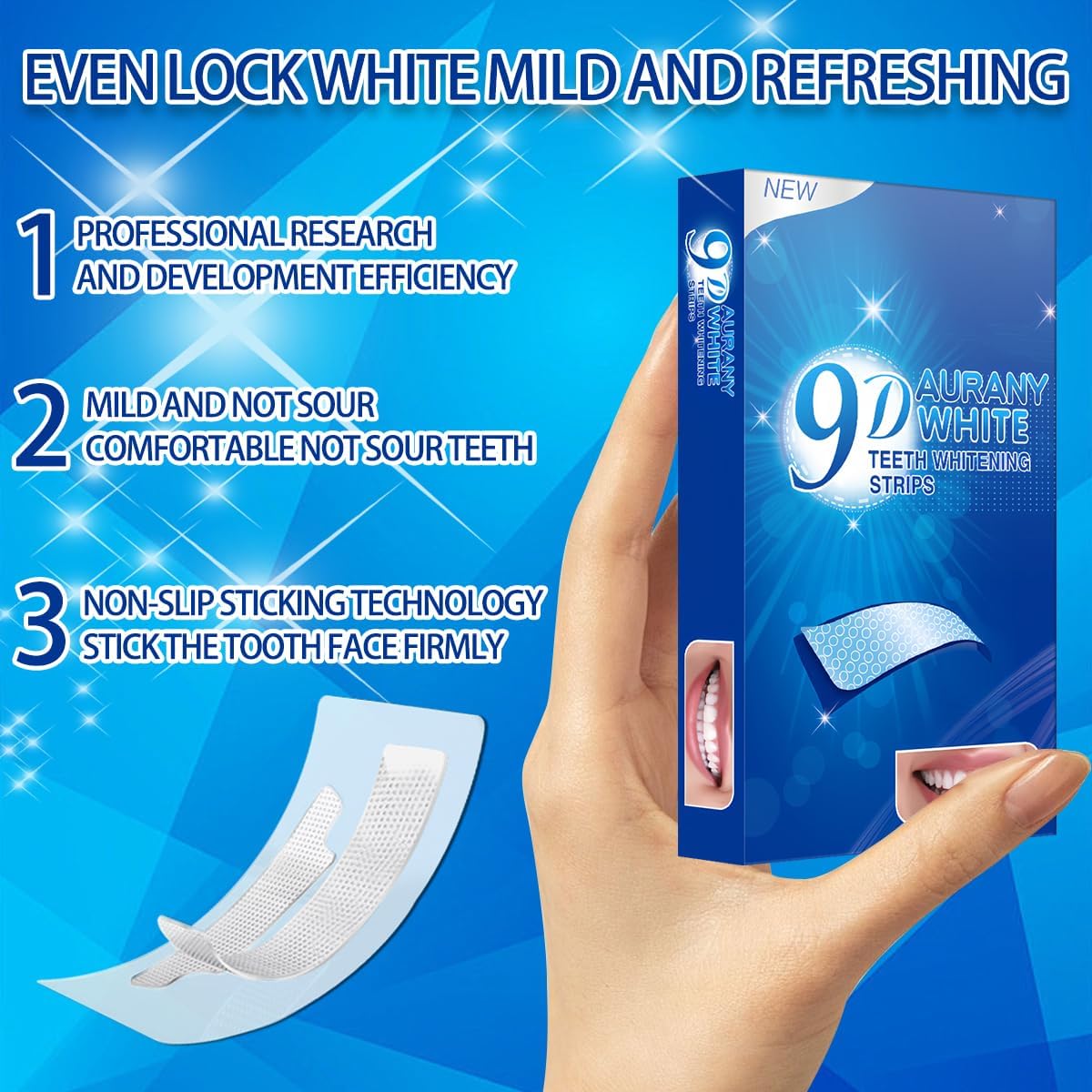 9D Sensitive Teeth Whitening Strips- Professional Enamel-Safe Formula, Fast Stain Removal for Coffee Drinkers & Smokers, Sensitivity-Free Whitening Kit-42Pairs (84Strips)