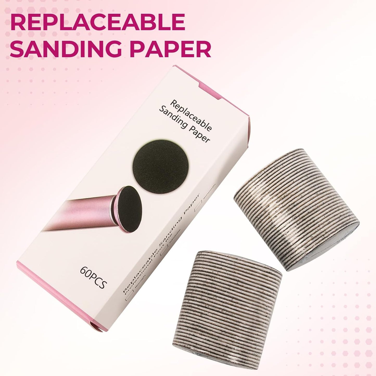 krofaue 60 PCS Replaceable Sandpaper Discs - 80 & 100 Grit Pad Refills for Electric Foot File Callus Remover - Dead Skin and Calluses Removal