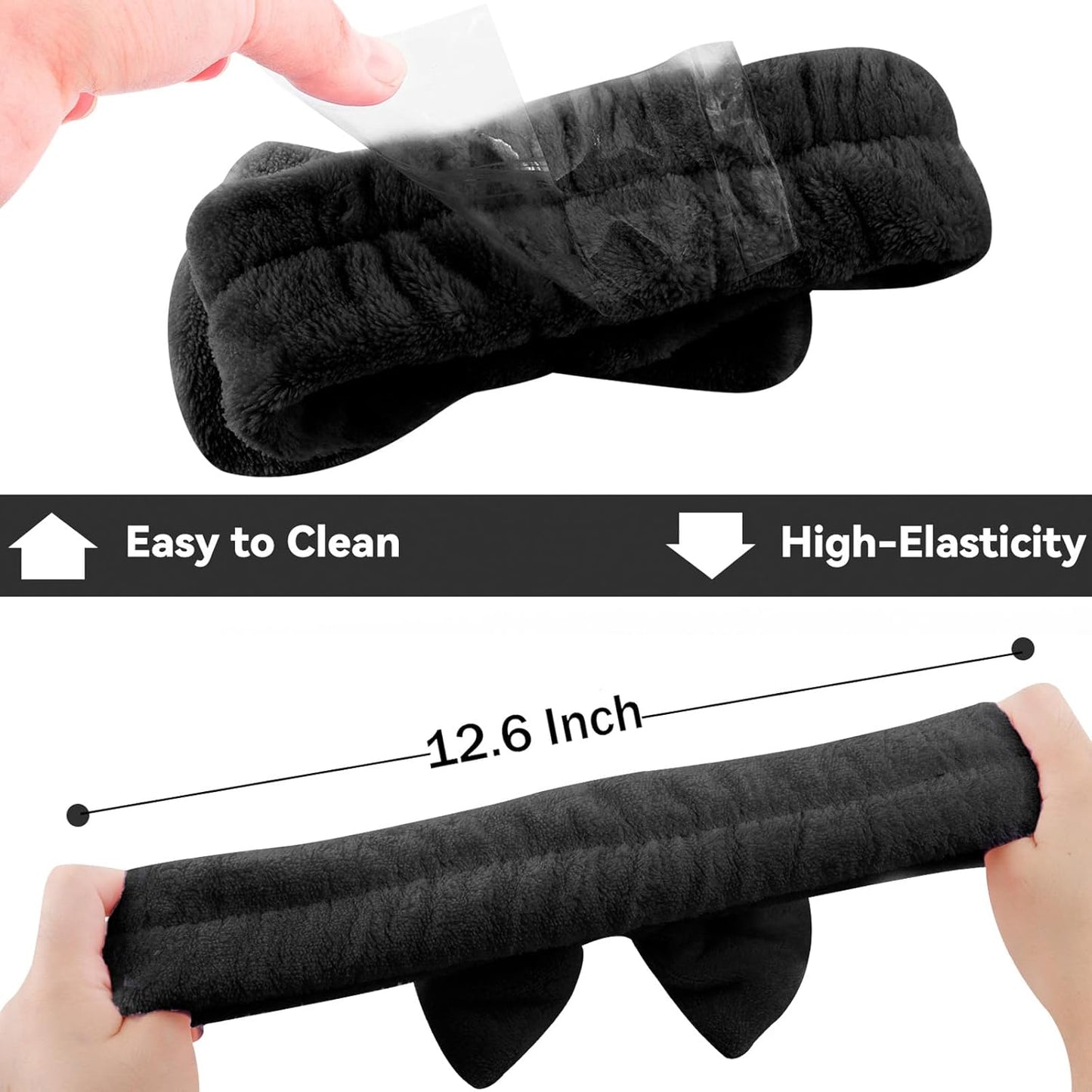 Ondder 8 Pack Spa Headbands for Face Washing - Fluffy Shower Cosmetic Face Wash Head Bands for Women & Girls - Leopard & Polka Dot Solid Color