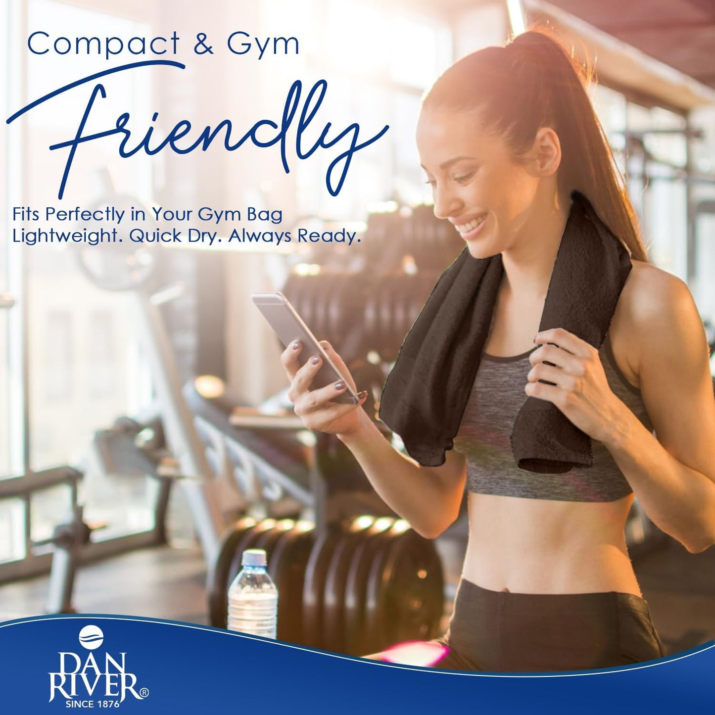 DAN RIVER 6-Pack Premium Hand Towels (16x28 Inches) - 100% Cotton, Ultra Soft, Lightweight, Highly Absorbent Towels for Bathroom, Spa, Gym, Salon, Hotel, and Travel - 550 GSM – Brown