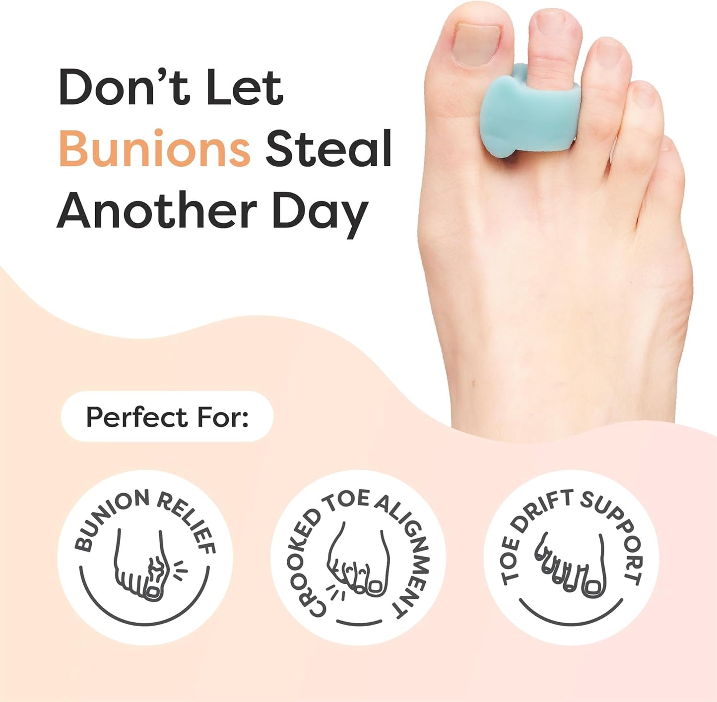 ZenToes Gel Toe Separators for Overlapping Toes, Bunions, Big Toe Alignment, Corrector and Spacer - 4 Pack (Blue)