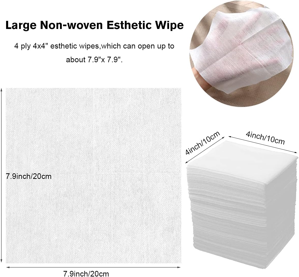 Disposable Esthetic Wipe,4"x 4"Non-woven 200 Count Facial Cleansing Soft Salon and Spa Essentials,Lint-free for Makeup Removal