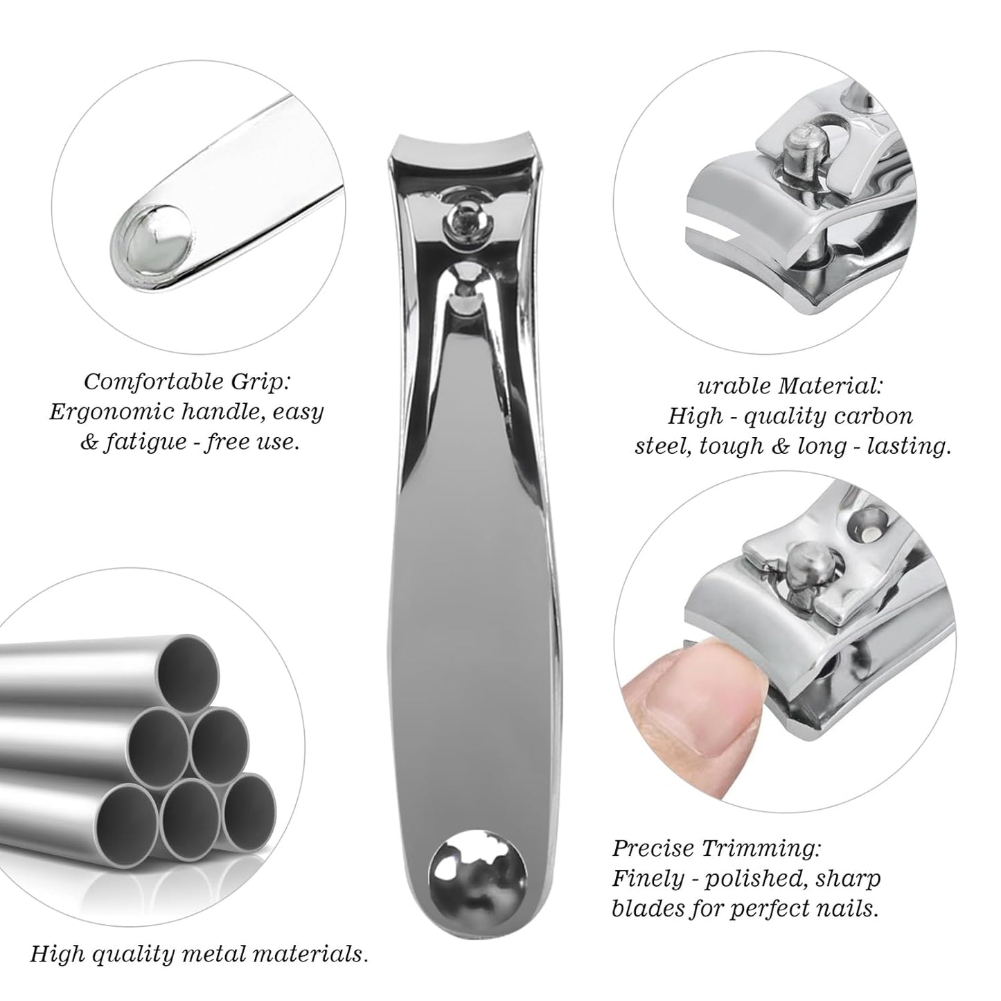 Manicure Set 5-Piece with PU Leather Case - Stainless Steel Nail Clipper Kit Includes Nail Clipper, Nail File,Tweezers, Ear Spoon & Wine Opener Tools for Home&Travel&Gift