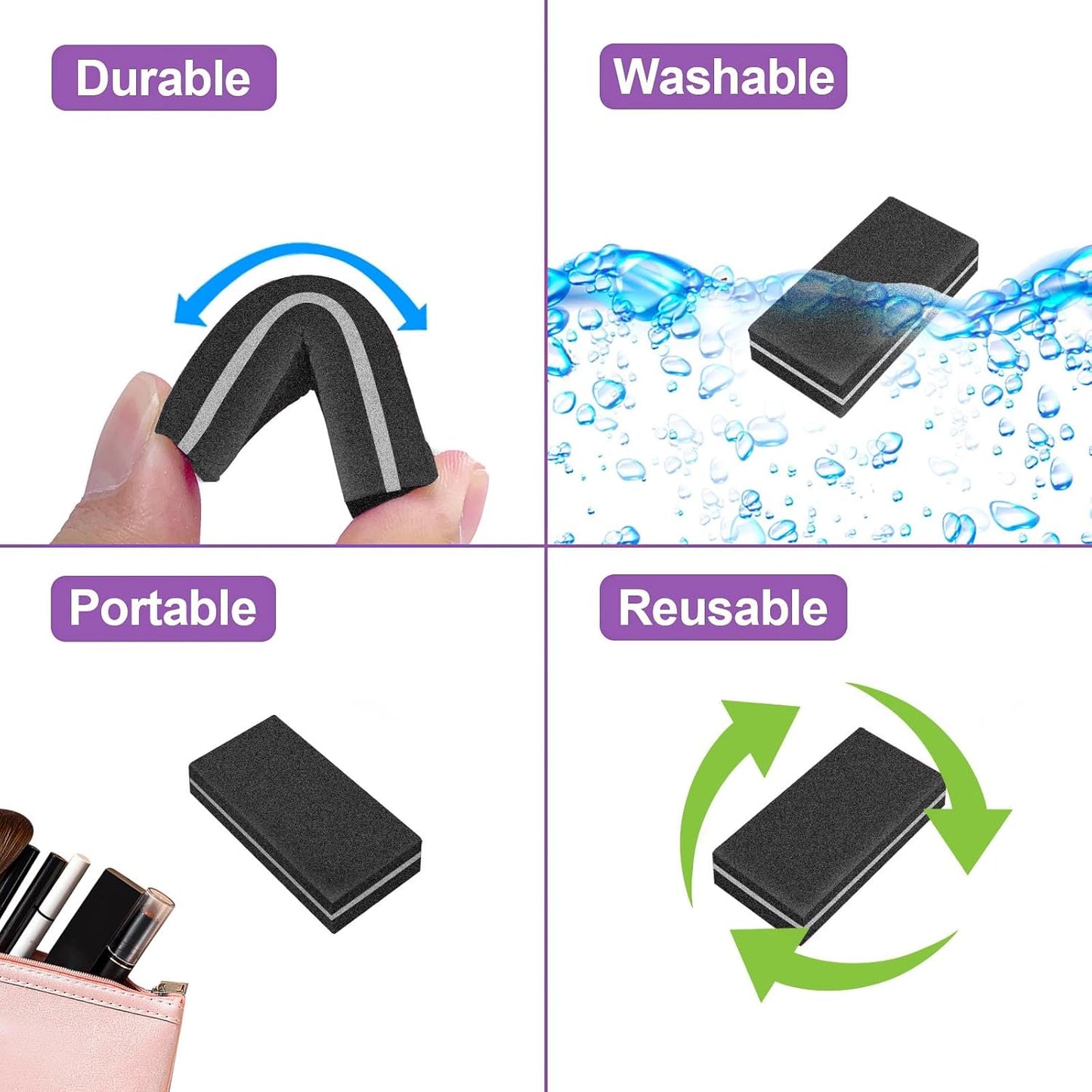 Nail Buffers (30 Pack), Buffer Block Nail File for Acrylic Nails and Natural Nails, 100/180 Grit Small Nail Buffer Block Bulk Buffing Blocks for Nail Buff Professional Manicure File Blocks Set Black