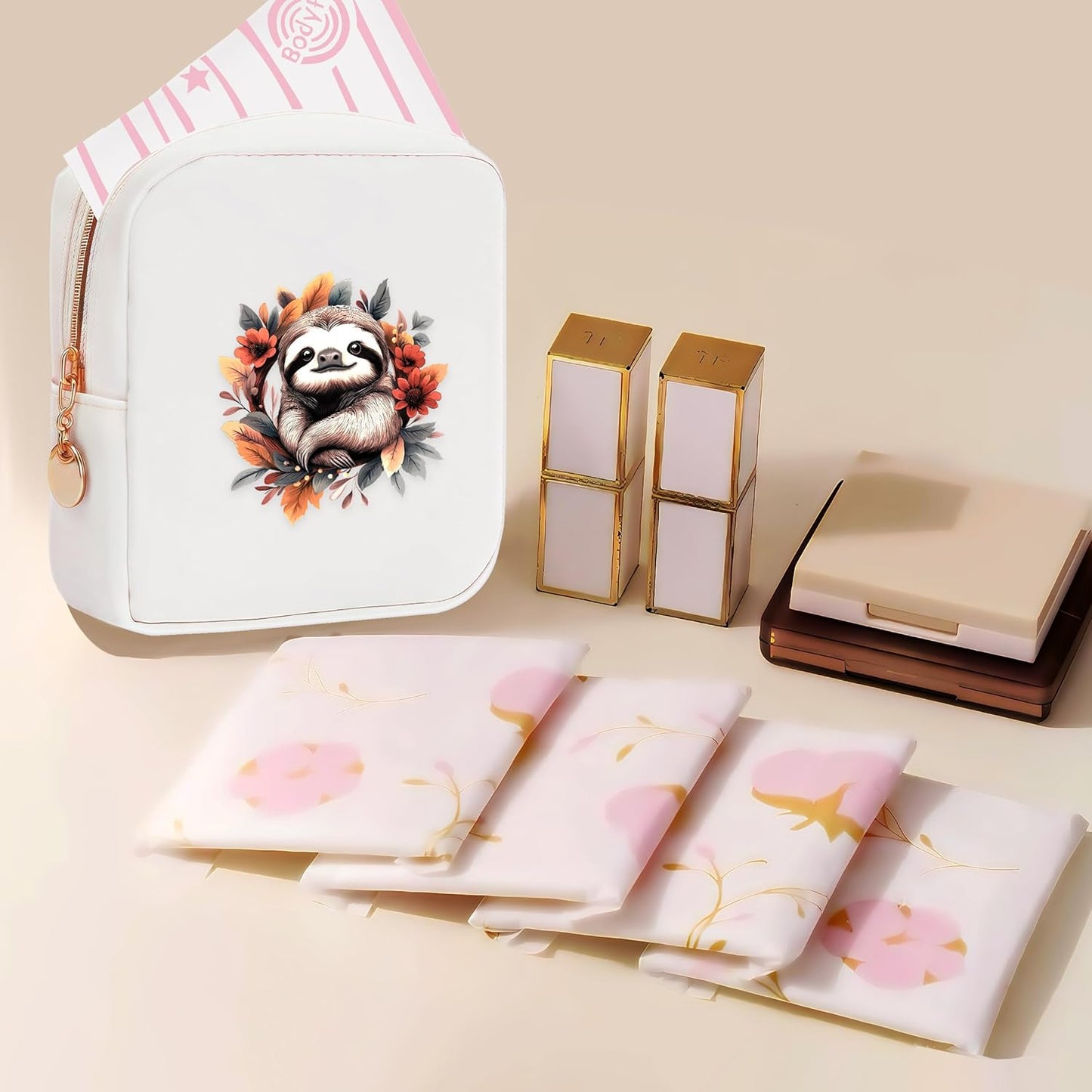 Sloth Mini Makeup Bag, Sloth Gift For Women Girls, Cute Portable Zipper Pouch Cosmetic Bag For Teen Girls Kids, Small Storage Bag For Sanitary Pad, Period napkin bag!