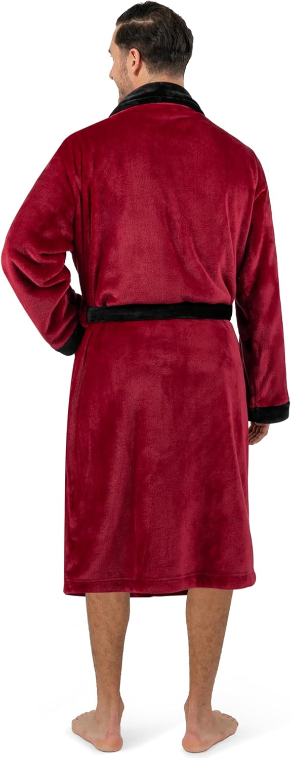 PAVILIA Mens Soft Robe Bathrobe for Men, Lightweight Fleece Male Robe Long Bath Shower Spa