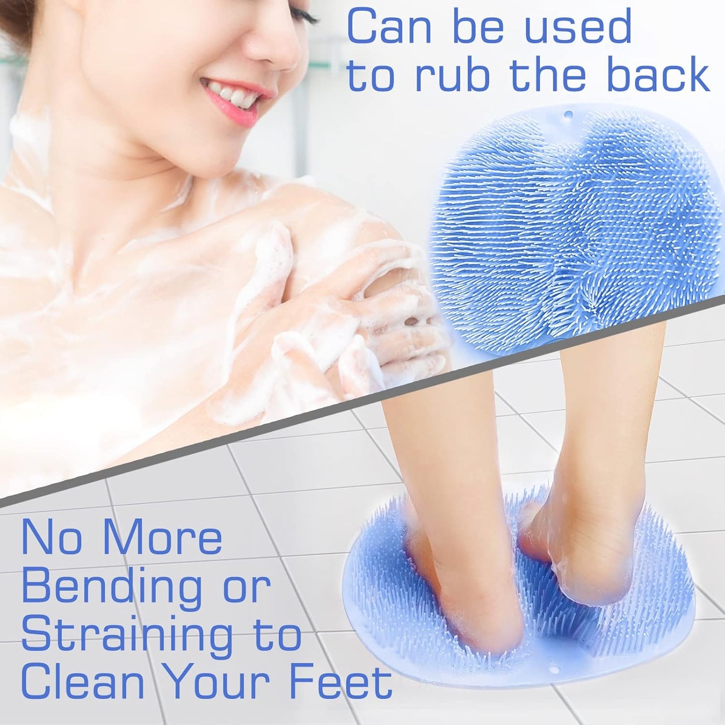 Shower Foot Scrubber Mat Back Washer Back Exfoliating Bath Wash Pad Wall Mounted Slip Suction Cups Foot Scrubber for Use in Shower Cups Foot Cleaner for Men and Women