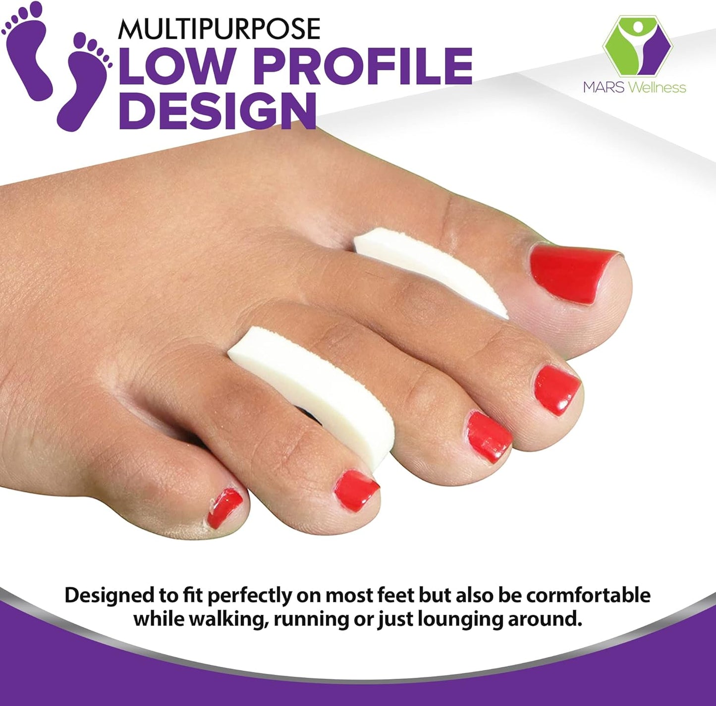 Premium Foam Toe Separators for Women and Men - Made in USA - Foam Toe Spacers for Corn, Blister, and Hammer Toe Relief - 1/4 Inch - Bulk Pack of 100 Toe Pads