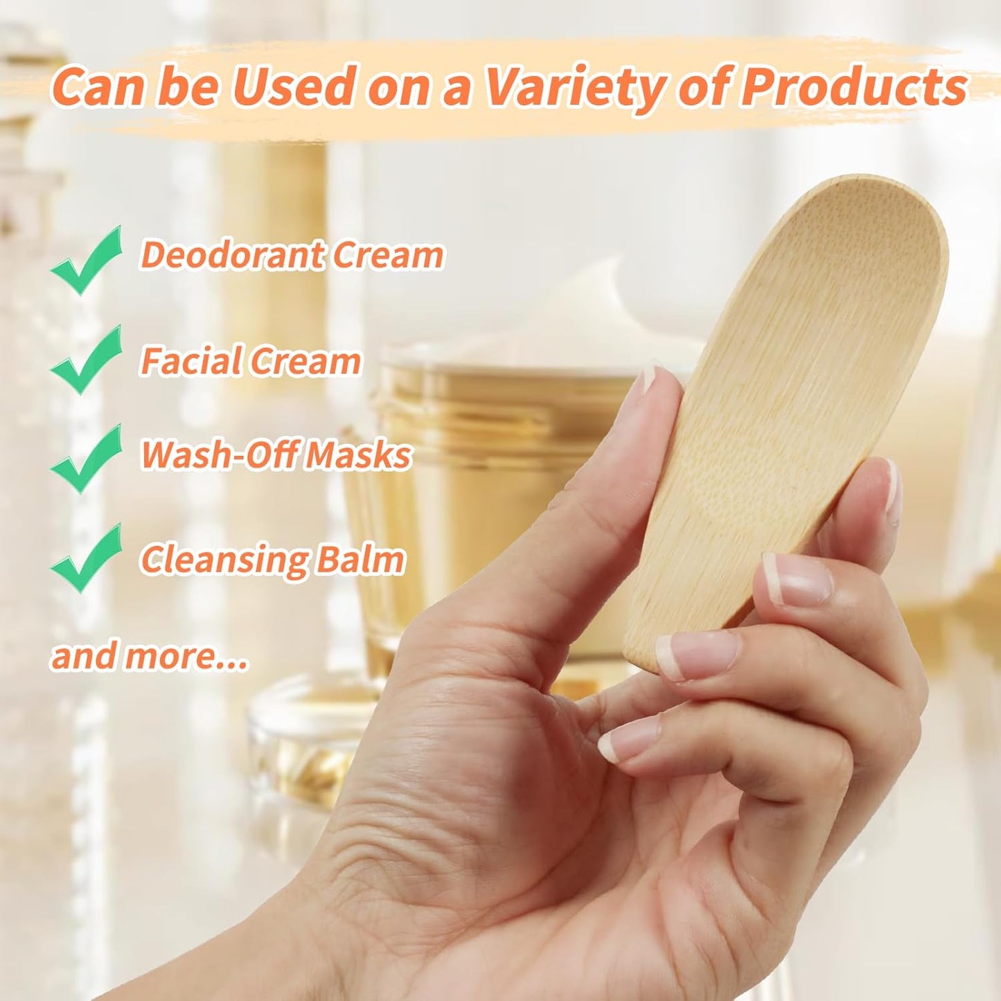 4PCS Deodorant Cream Applicators, Bamboo Multi-functional Applicator for Deodorant Cream, Facial Mud, Cosmetic Mask, Facial Clay
