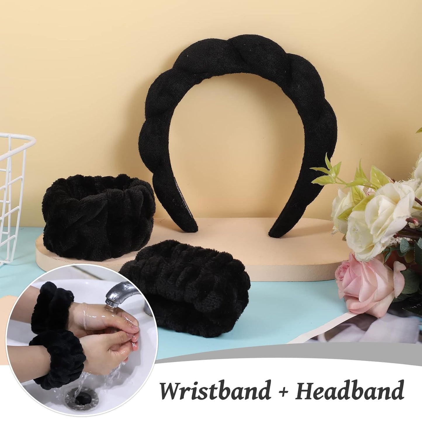 WSICSE Spa Headband for Washing Face, Skincare Headbands Puffy Padded Keep Hair Dry Stocking Stuffers for Girls Women