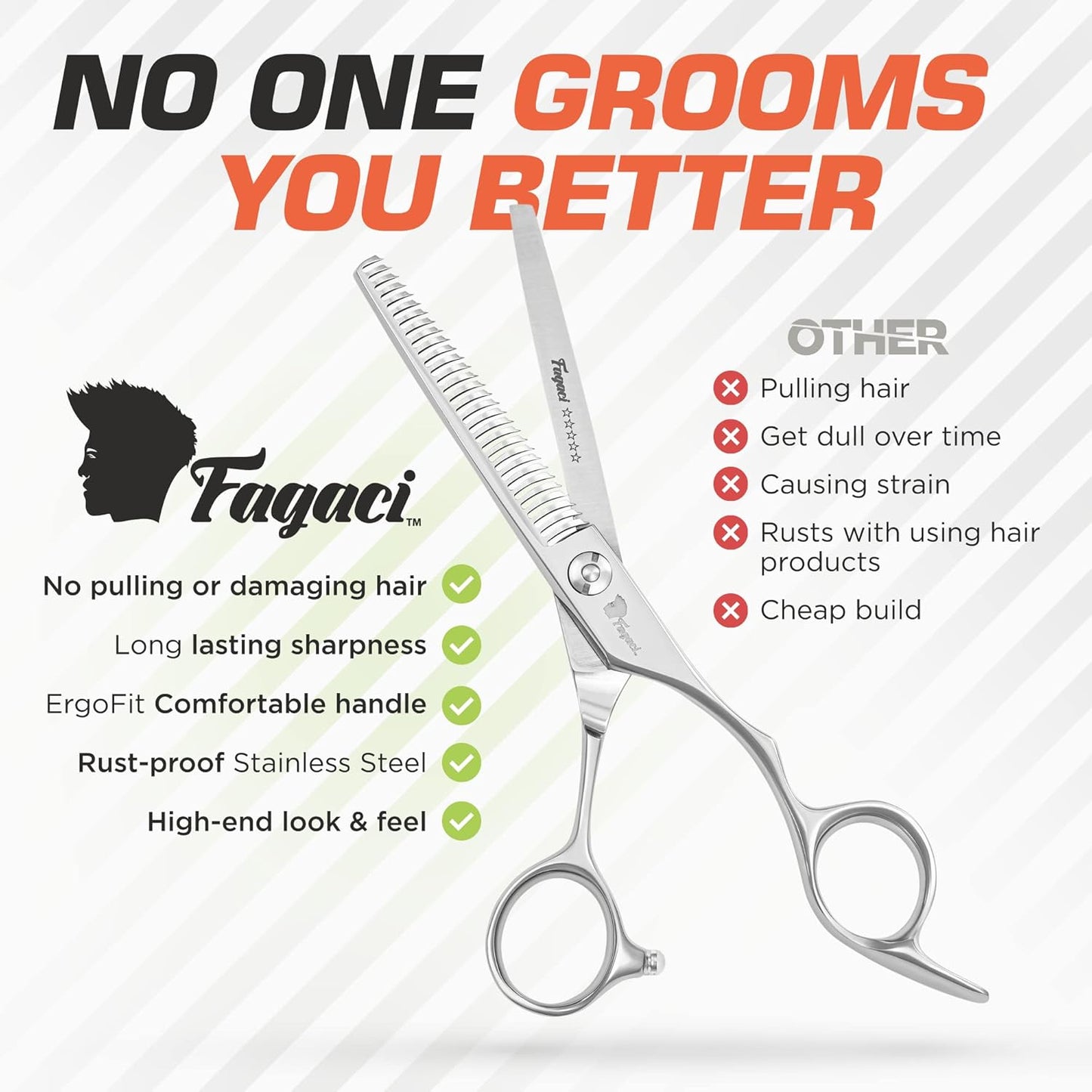 Professional Thinning Shears 6 Inch with Extremely Sharp Blades, 440C Steel Thinning Scissors, Durable, Smooth Motion & Fine Cut, Hair Scissors with Elegant Sheath, Cleaning Leather & Key