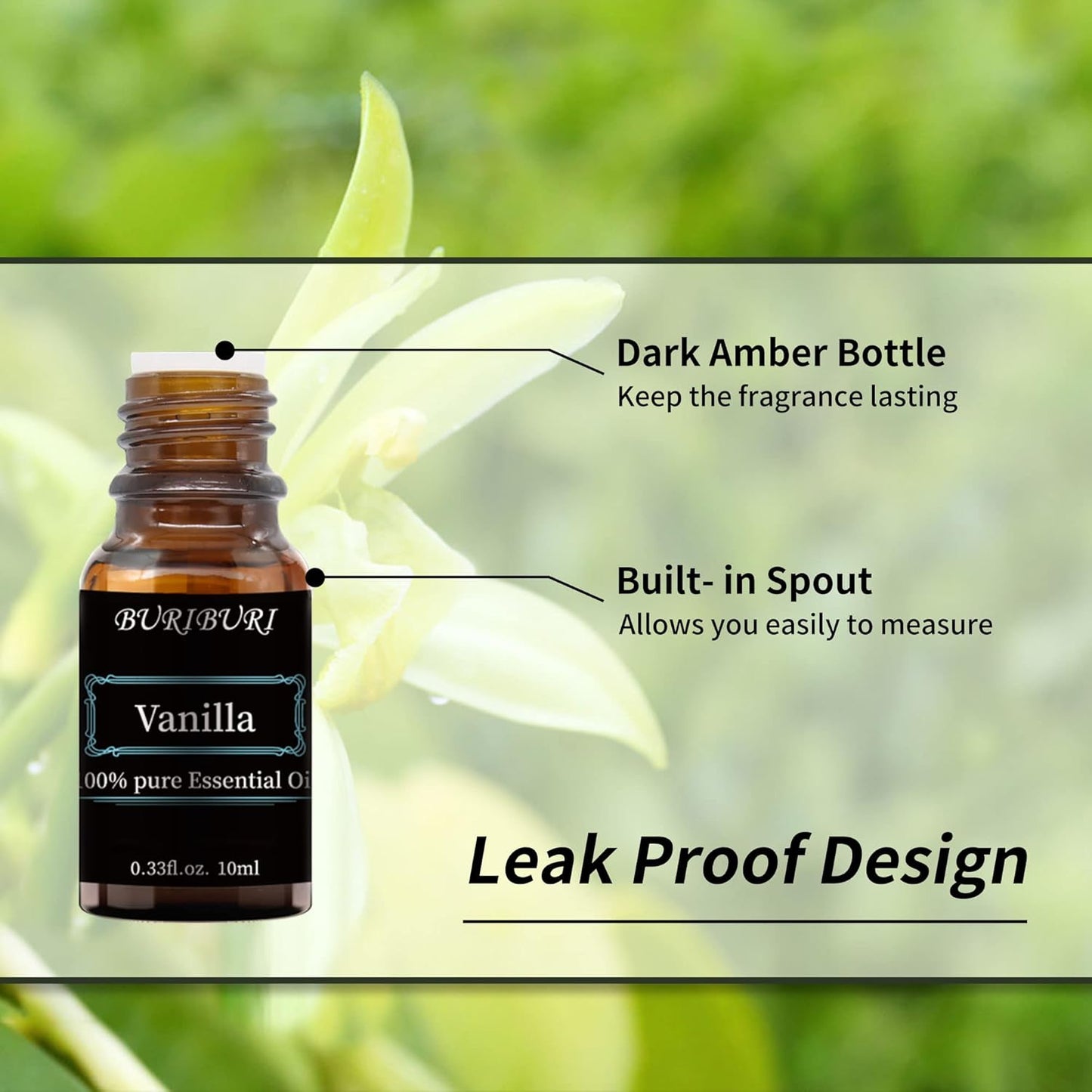 BURIBURI Tea Tree, Eucalyptus and Vanilla Essential Oil Set, 100% Pure 3Pcs Essential Oils Gift Set for Diffusers