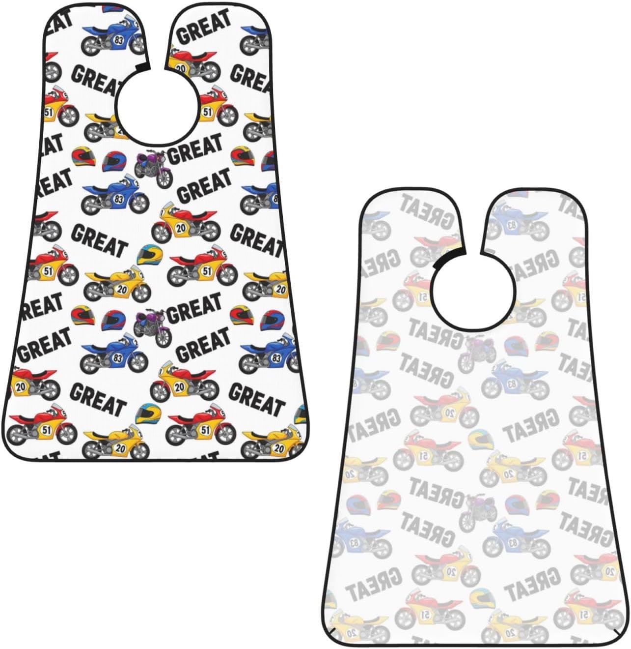 Beard Bib with 3 Suction Cups, Non-Stick Waterproof Hair Catcher Apron, Men's Shaving Essential for Grooming, Vintage Motorcycle Racing Dirt Bike Shave Bib