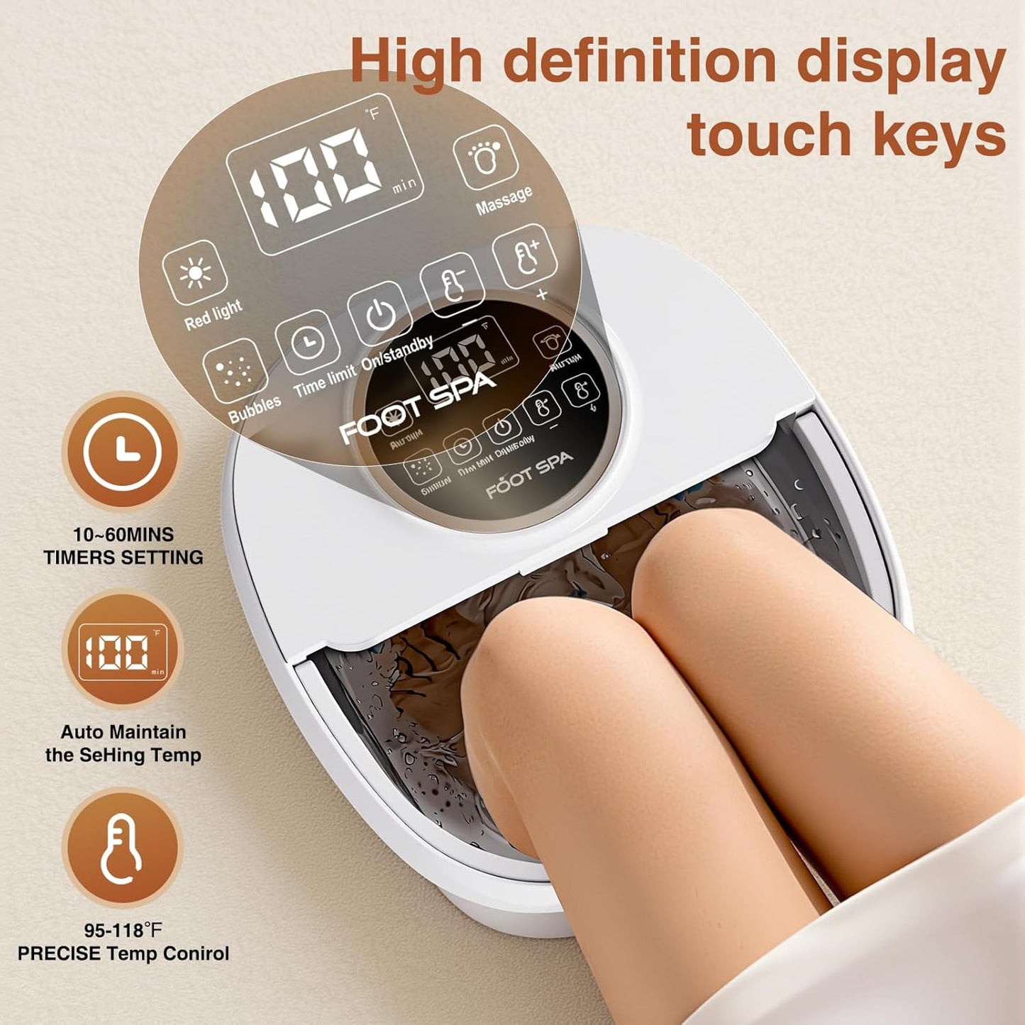 Electric Pedicure Foot Spa with Bubble and Heat,Collapsible Foot Soaking Tub with Remote Control,Pedicure Tools for Feet and Automatic Foot Massager,Foot Bath Soak Tub