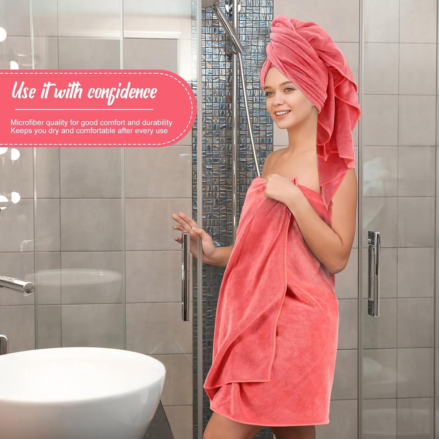 16 Pack Microfiber Bath Towels Bulk 27'' x 60'' Oversized Size Bath Towel Highly Absorbent Extra Large Soft Drying for Shower Beach Salon Winter Sport Spa Gym (Simple,Pink)