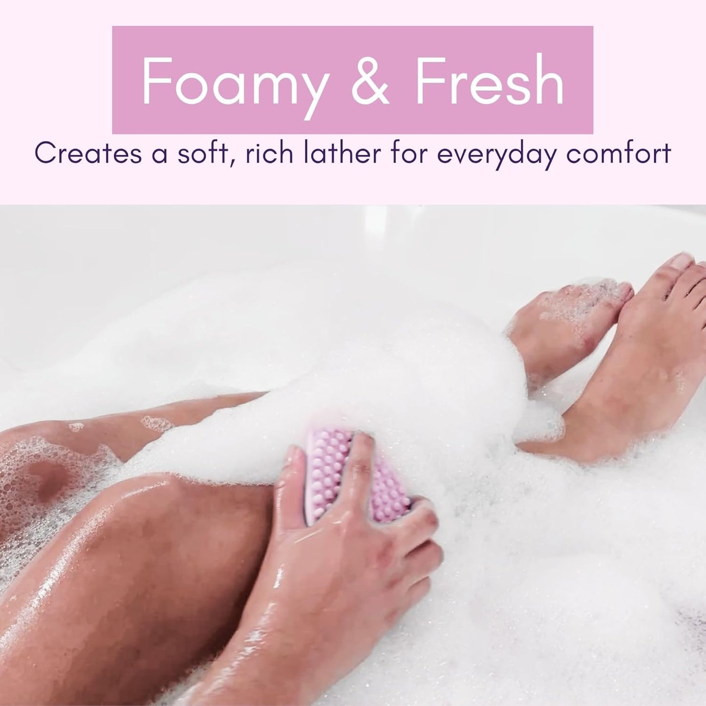 Avilana Silicone Body Scrubber - Food Grade & Lab Tested, Gentle Exfoliating Shower Brush for All Skin Types, Hygienic Quick-Dry Loofah Alternative (Pink, Massage-Silver)