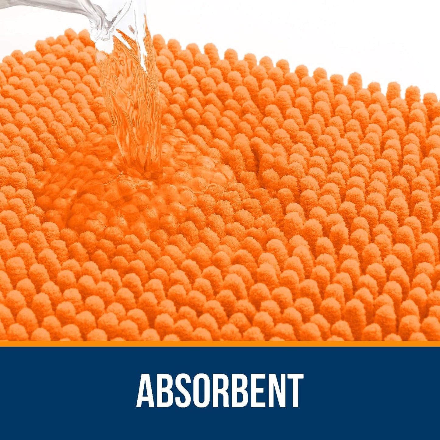 OLANLY Bathroom Rugs 24x16, Extra Soft Absorbent Chenille Bath Rugs, Rubber Backing Quick Dry, Machine Washable Bath Mats for Bathroom Floor, Tub and Shower, Home Decor Accessories, Orange