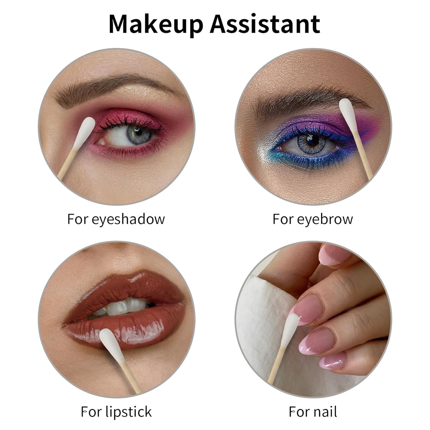 Vaincre 300PCS Long Cotton Swabs - 6" Cleaning Cotton Swab Buds with Wooden Sticks, Precise Microblading Eyeshadow Tip Applicators, Microswabs Wood Sticks for Makeup Nail Art Tattoo Permanent Supplies