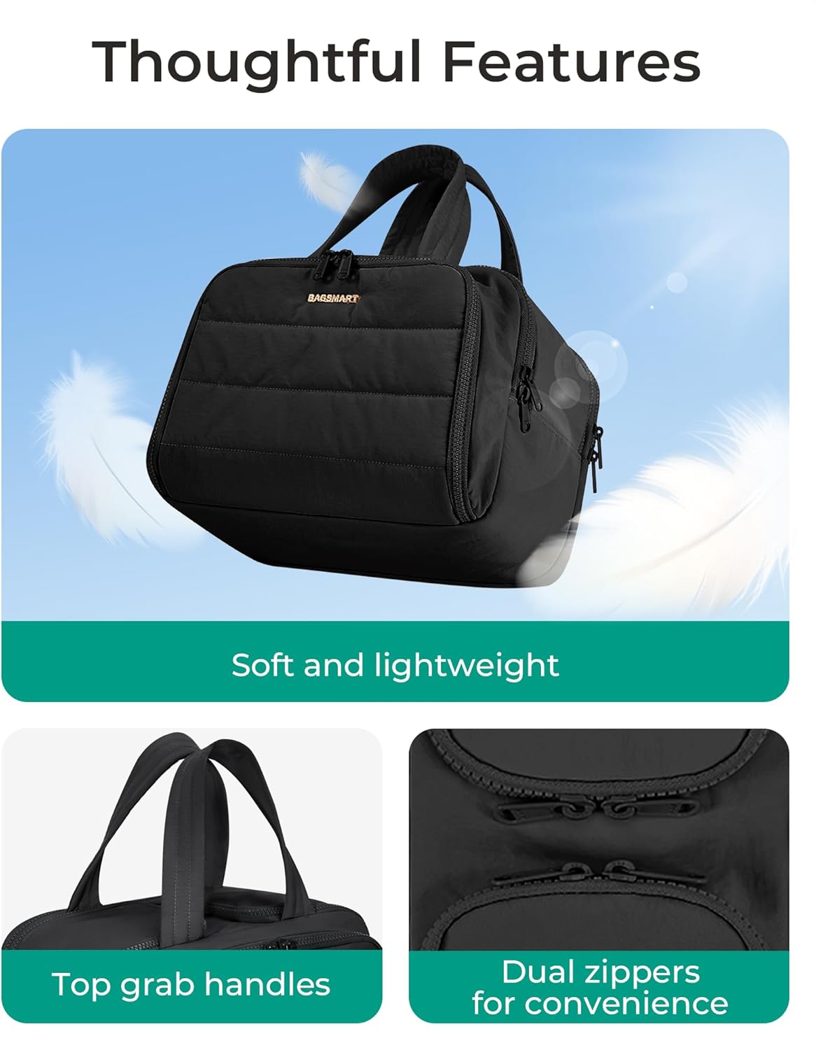 BAGSMART Travel Toiletry Bag, Puffy Toiletry Bag for Women, Wide-open toiletry bags for traveling, Large Travel Cosmetic Makeup Bag Organizer for Accessories,Toiletrie (g-Bright Red)